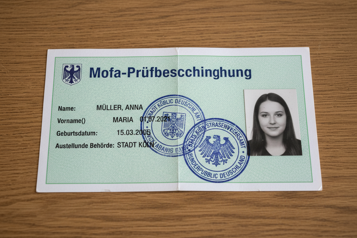 mofa pruefbescheinigung 2025 2026 kosten voraussetzungen pruefung 2