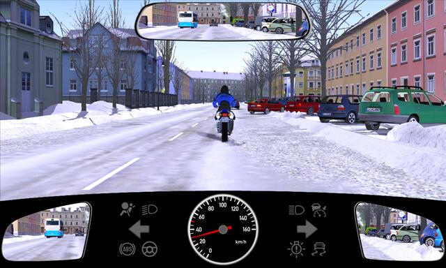 Vor dem Motorrad möchte ein Pkw auf die Fahrbahn zurücksetzen. Womit müssen Sie rechnen?