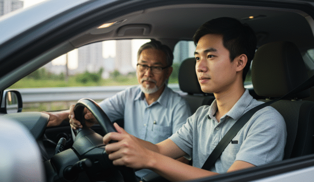 driving school student learning to drive