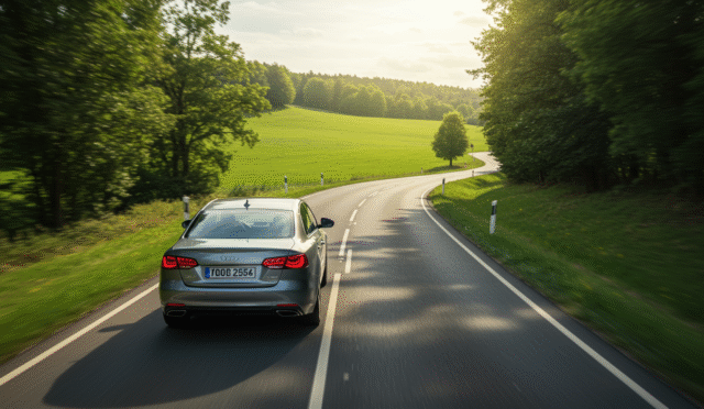 car driving safely on road
