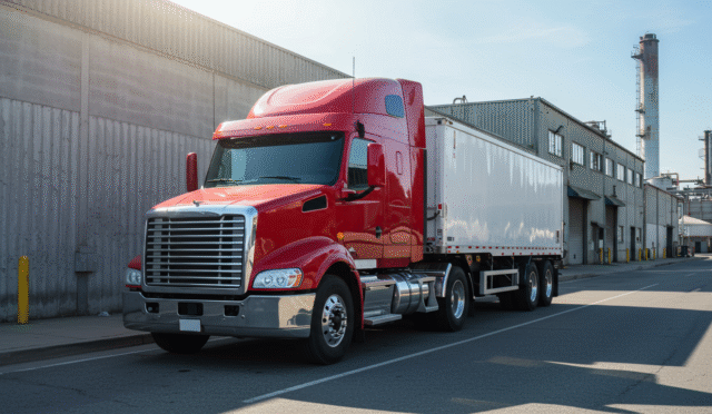 heavy truck parked legally in industrial zone