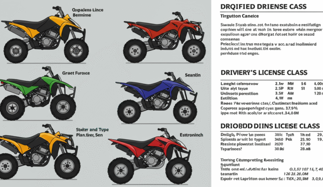 detailed diagram of different quad bike types and their corresponding driver's license classes